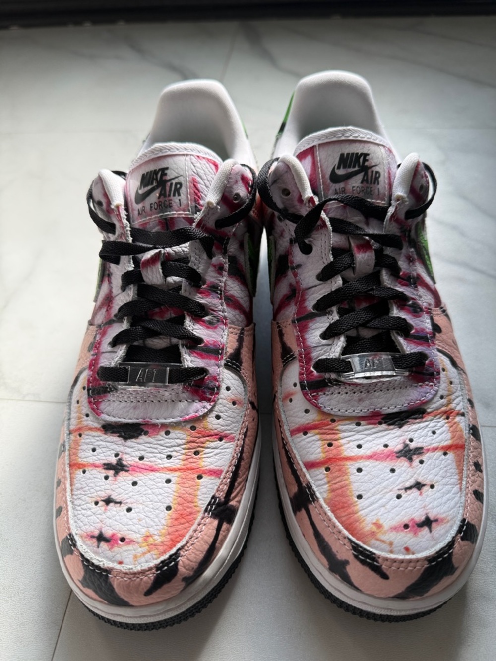 Nike Air Force 1 White Pink Multi Paint-Splatter Sneakers